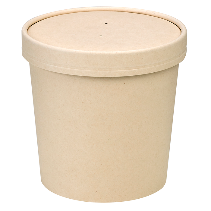 25Pcs - Pot carton fibre de bambou chaud et froid avec couvercle   H110mm 710ml FirstPack - Mathon - 2