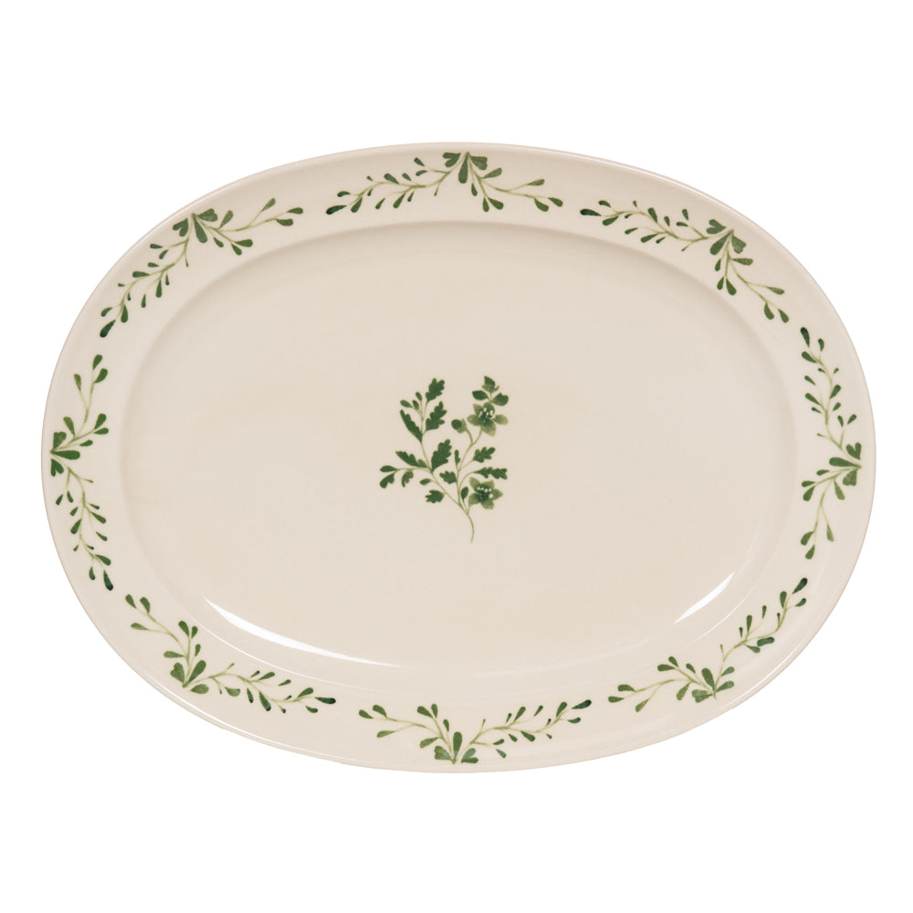 Plat ovale Appoline vert 42x30 cm Table passion - Mathon - 1