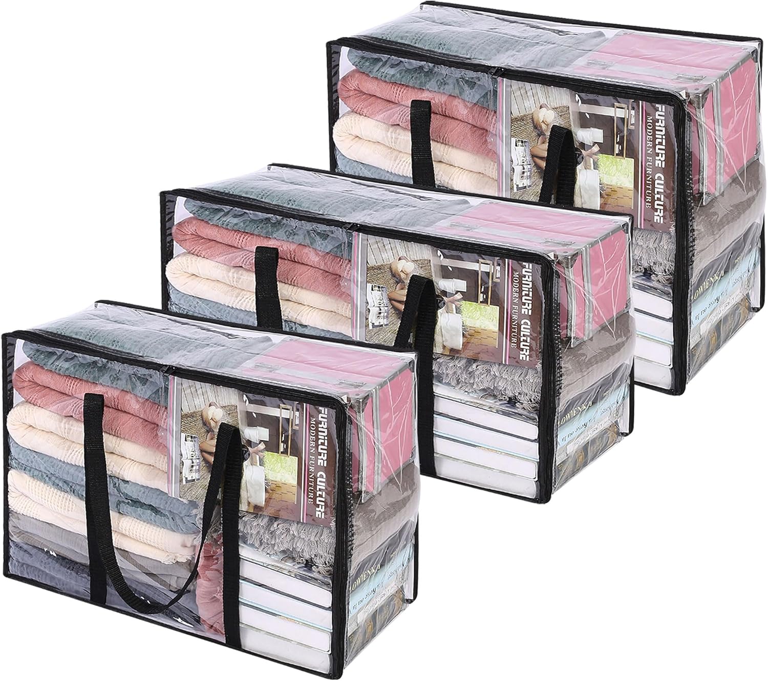 Lot de 3 Sacs de Rangement Transparants PVC Vendos85 - Mathon