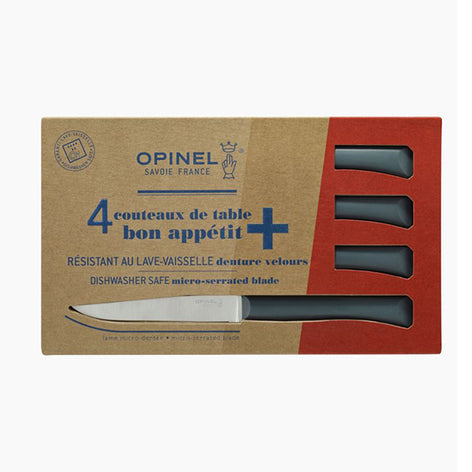 Coffret 4 couteaux de table lame micro-dentée 11 cm Bon Appétit Plus anthracite Opinel - Mathon - 1