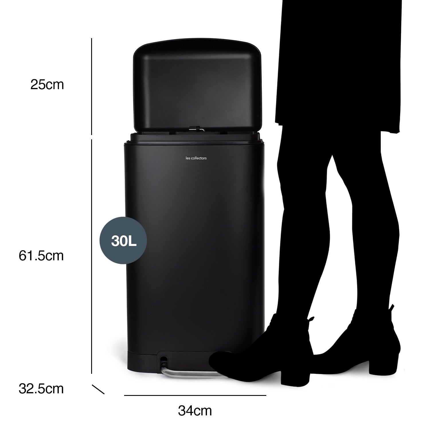 Poubelle à pédale 30L, black edition - N°705 Les Collectors - Mathon - 5
