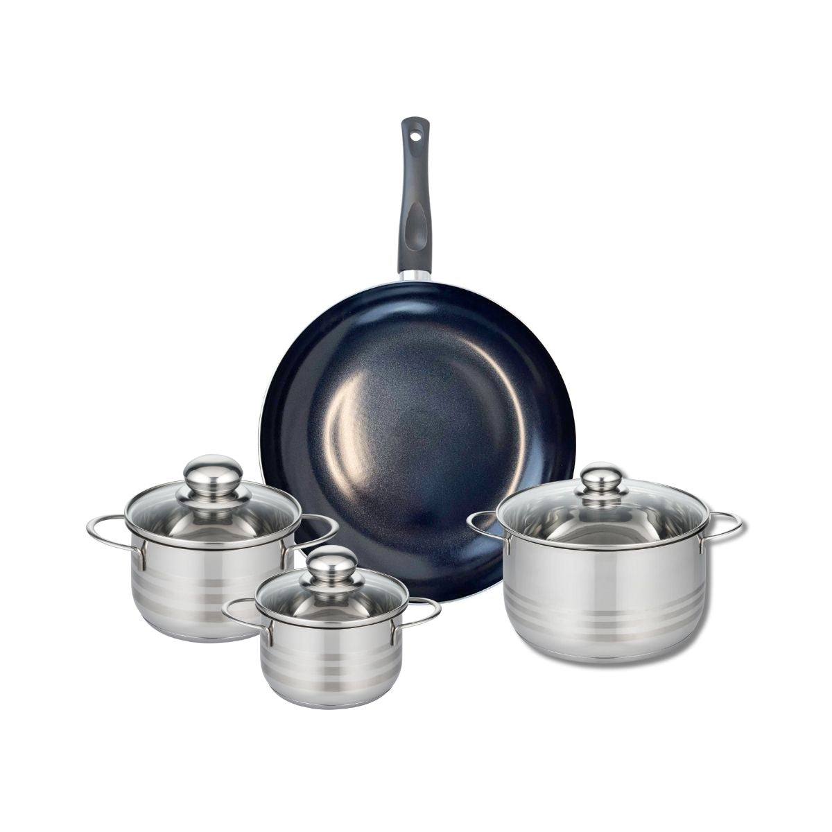 Ensemble de 1 Poêle de cuisson 32 cm et 3 faitouts 14, 16 et 20 cm  Prima Brillant Elo - Mathon - 1