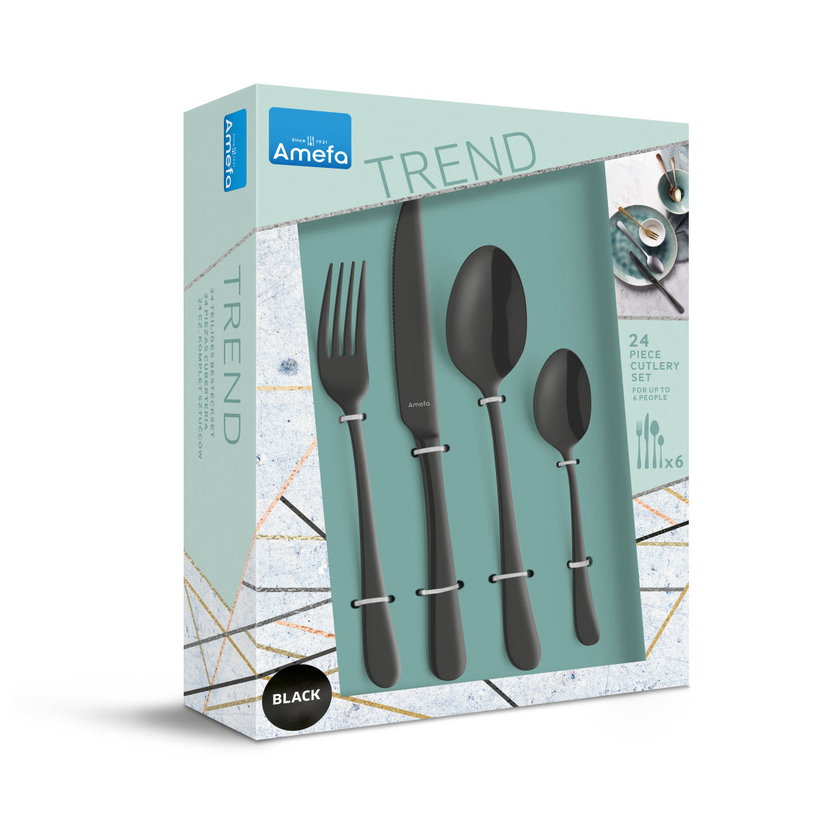 Austin - Ménagère 24 pièces Noir mat Amefa - Mathon - 4