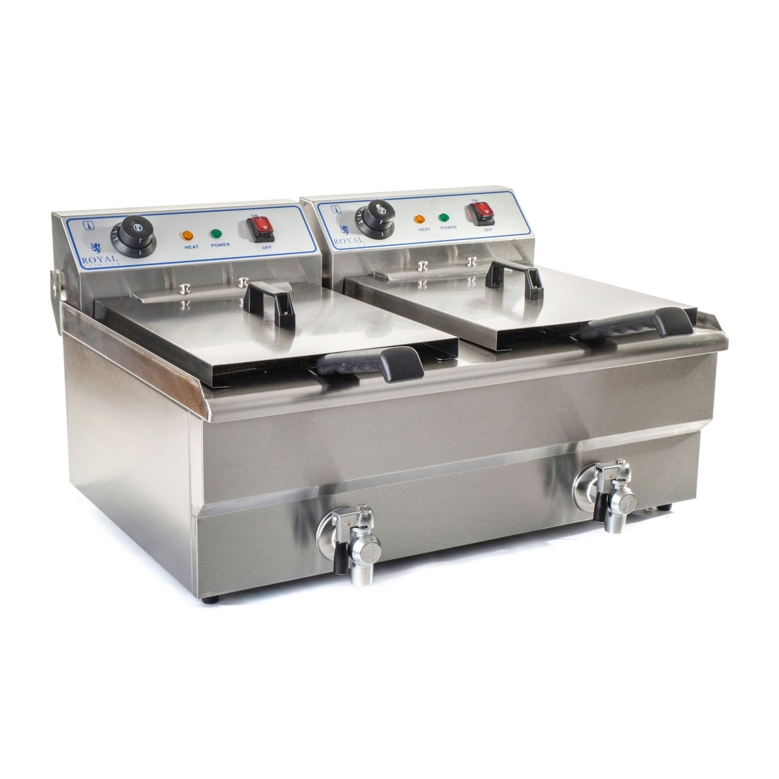 Friteuse acier inox 2 bacs 16 litres cuve et resistance amovible robinet vidange 380 V professionnelle 3614029 - Mathon - 1