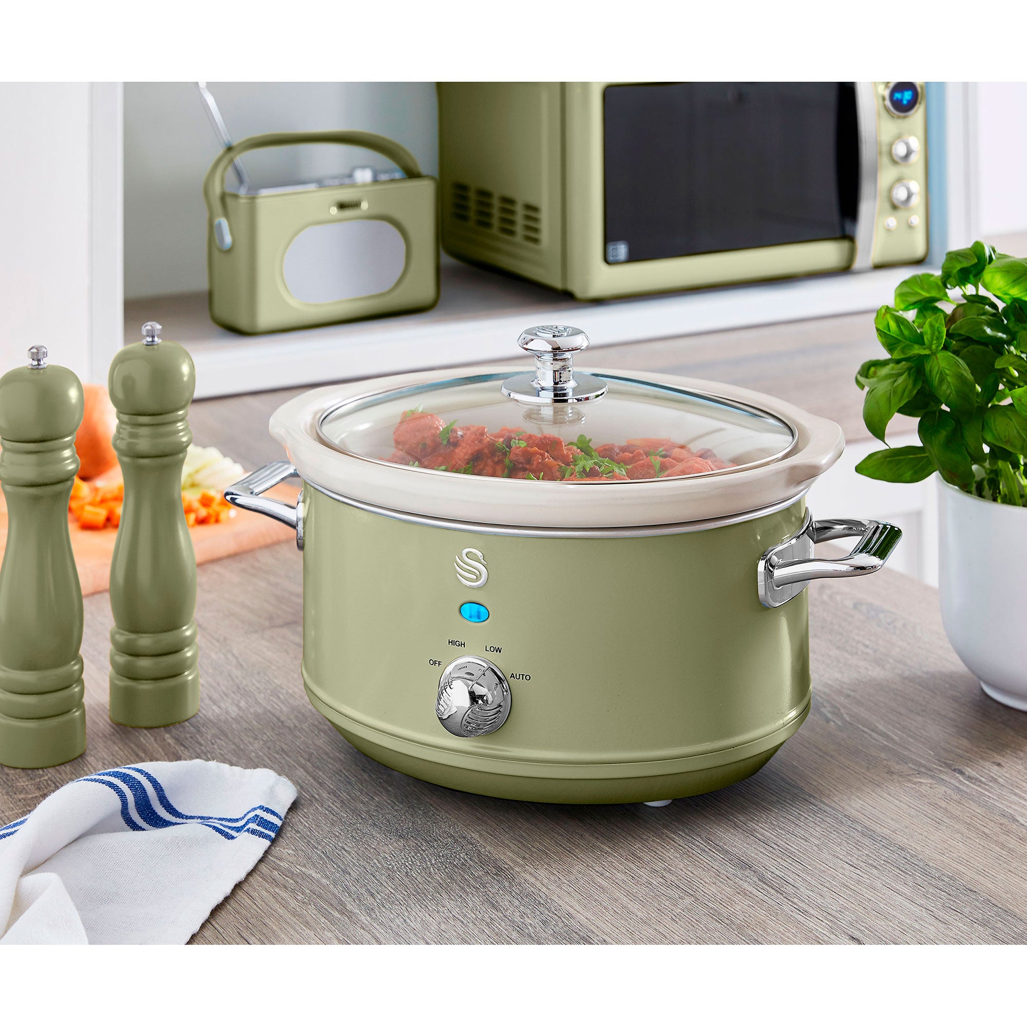 Retro Mijoteuse 3,5L Poêle Amovible en Céramique Antiadhésive, Vintage 200 Vert SF17021GNEU - Mathon - 2