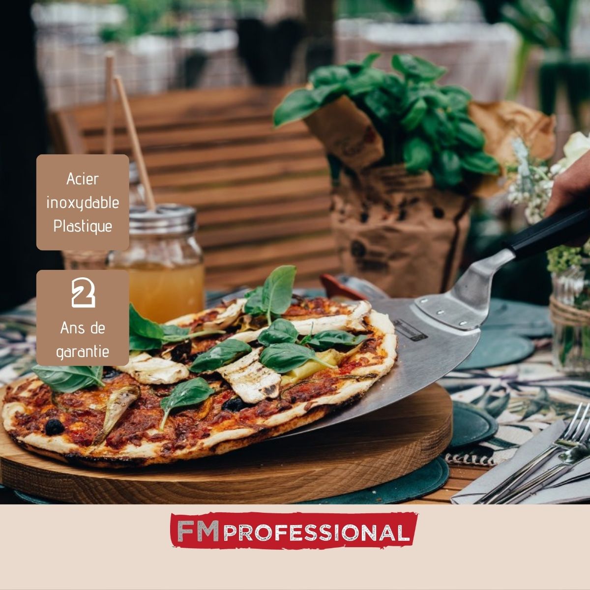 Pelle à pizza ou tarte flambée 49 cm  Pizza FM Professional - Mathon - 4