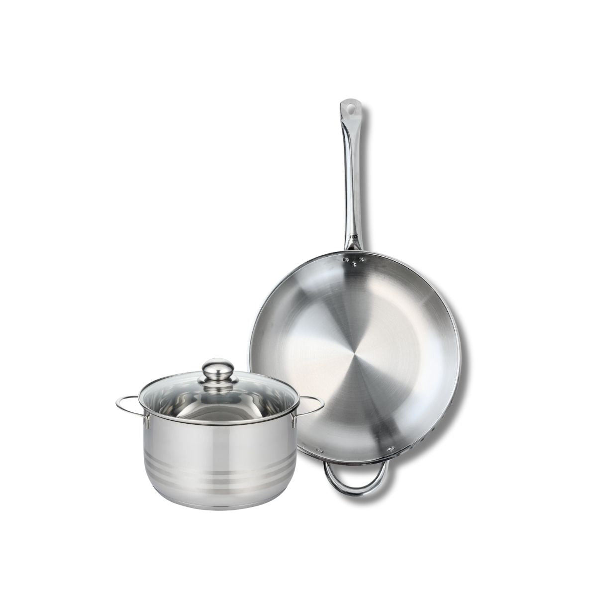 Ensemble de 1 Poêle de cuisson 32 cm et 1 faitout 20 cm  Profi Brillant Elo - Mathon - 1