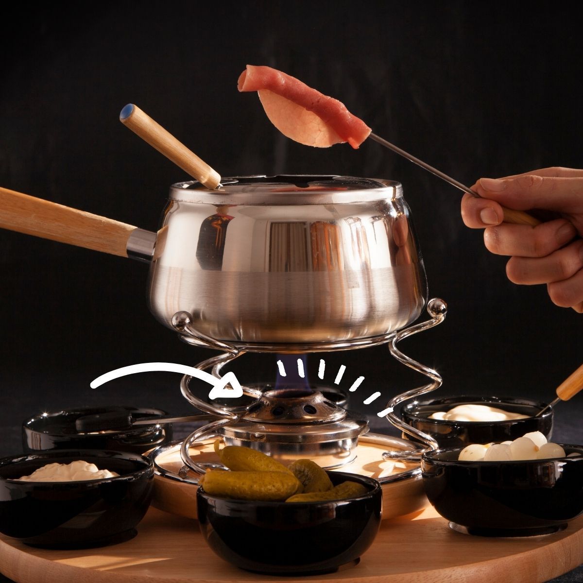 Brûleur à alcool et 4 coupelles d