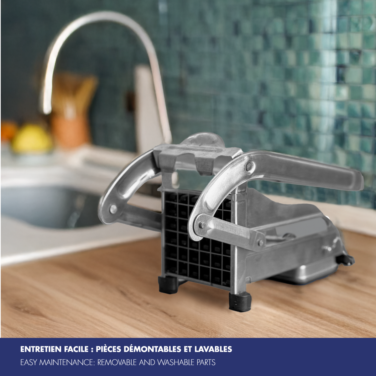 Coupe-frites ménager inox sur ventouse - 2 couteaux Louis Tellier - Mathon - 3