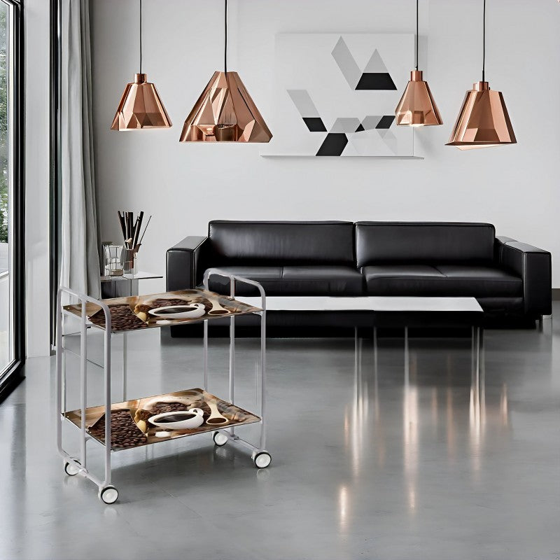 Desserte pliante 2 niveaux avec roulettes – structure gris aluminium, bauhaus Don Hierro - Mathon - 2