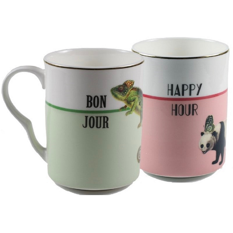 British Pomp - Coffret 2 mugs 280ml - Bonjour / Happy Hour Yvonne Ellen - Mathon
