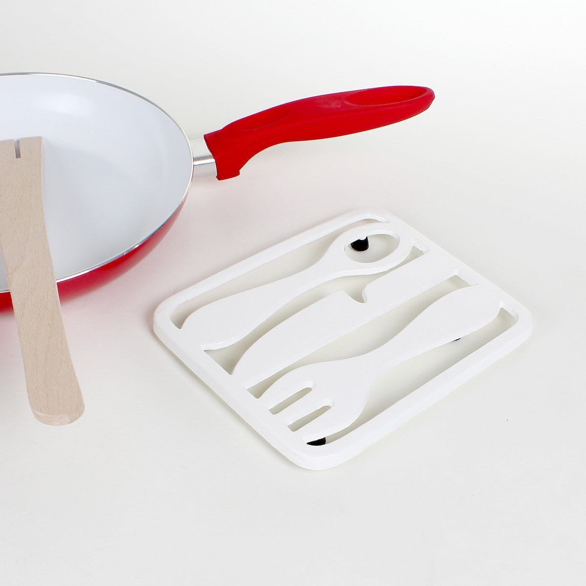 Dessous de plat métal blanc design couverts - Lot de 2 Astuceo - Mathon - 3