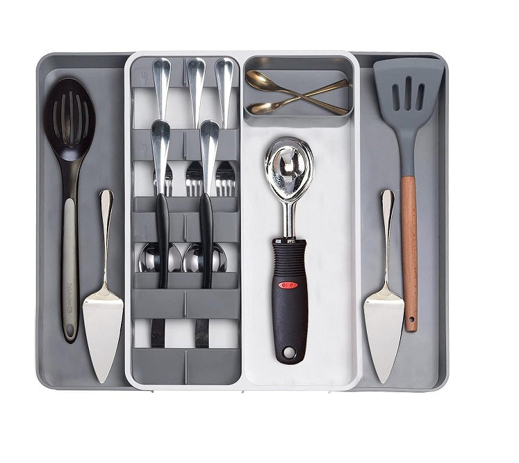 Range-couverts extensible pour tiroirs Blanc gris Vendos85 - Mathon