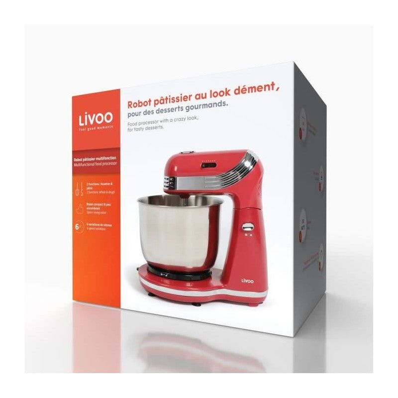 Robot Pâtissier Multifonction - Livoo - Rouge Clair - Dop137g Livoo - Mathon - 6