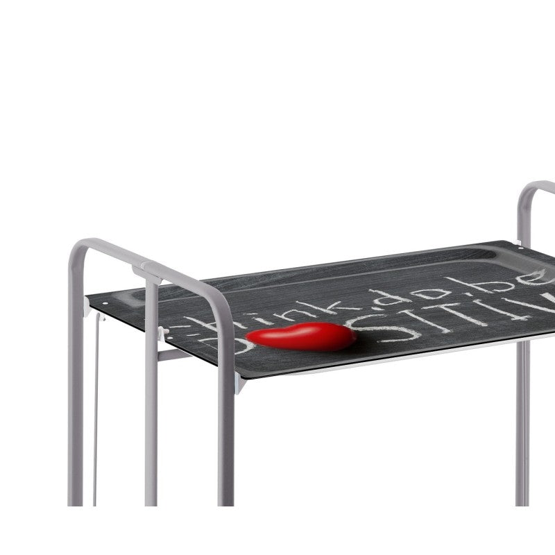 Desserte pliante 2 niveaux avec roulettes – structure gris aluminium, bauhaus Don Hierro - Mathon - 3