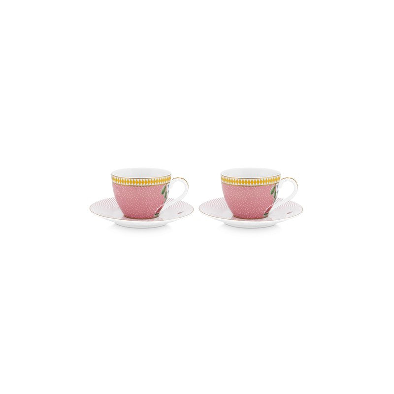 Coffret 2 Paire tasse café (2 tasses + 2 sous-tasses) La Majorelle Rose 120ml Pip Studio - Mathon