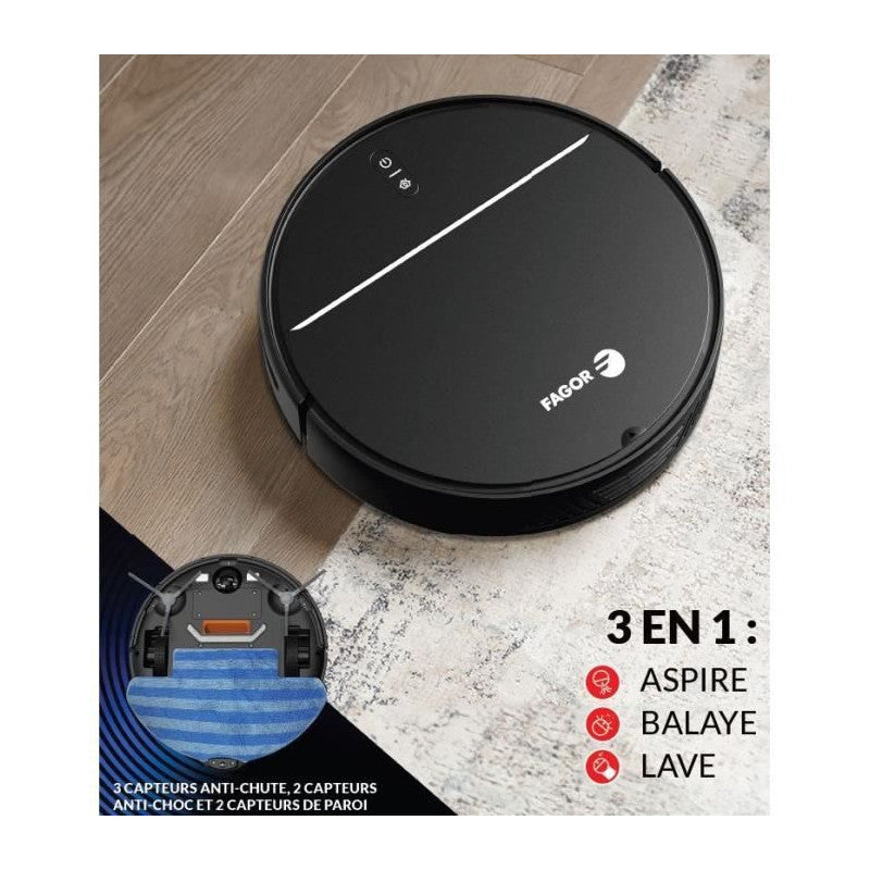 Fgr200 - Aspirateur Robot Connecté 3 En 1 - 80 Min - 12 W - 600 Ml - Noir Fagor - Mathon - 2
