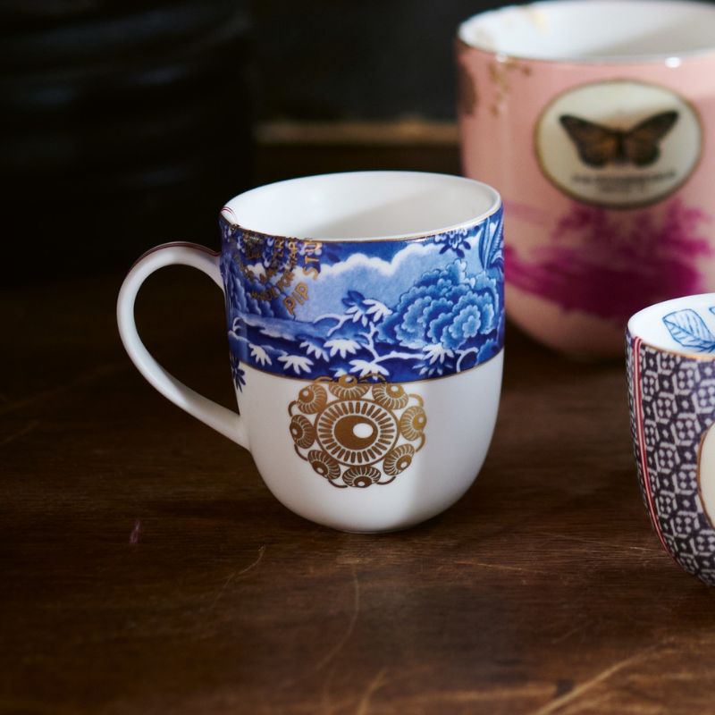 Lot de 6 Petits mugs Héritage Bordure Bleu - 160ml Pip Studio - Mathon - 1