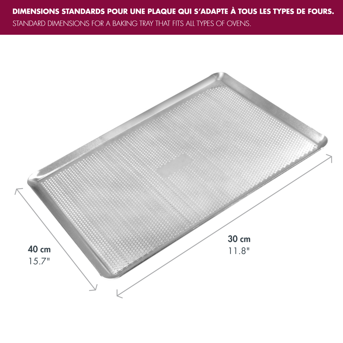 Plaque pâtissière perforée - aluminium - 300 x 400 x 10 mm Gobel - Mathon - 5
