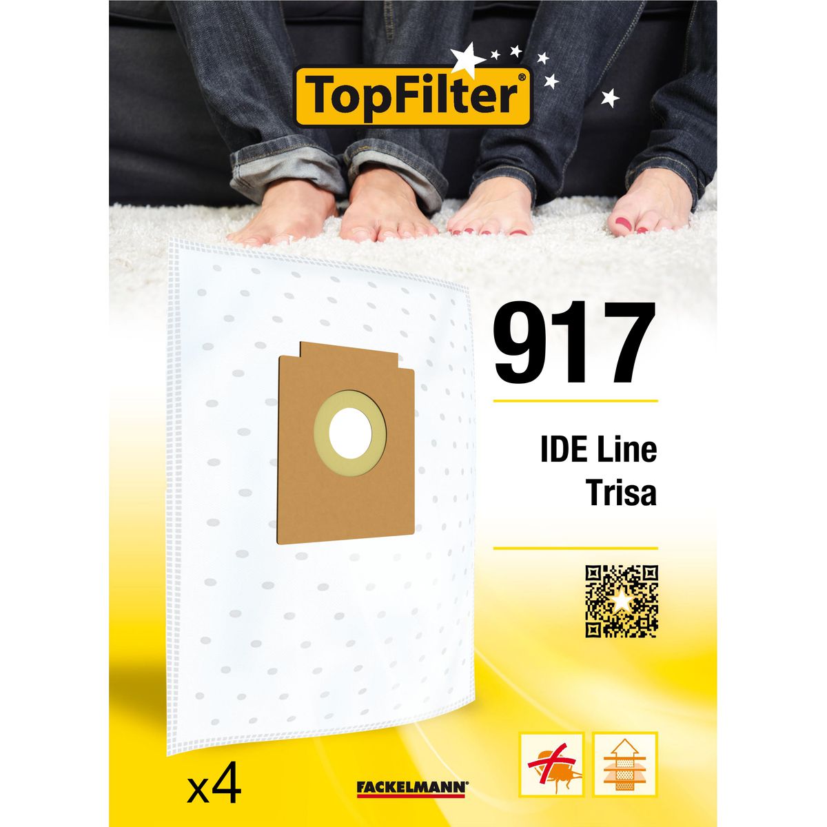 Lot de 4 sacs aspirateur IDE Line et Trisa TopFilter Premium TopFilter - Mathon - 1