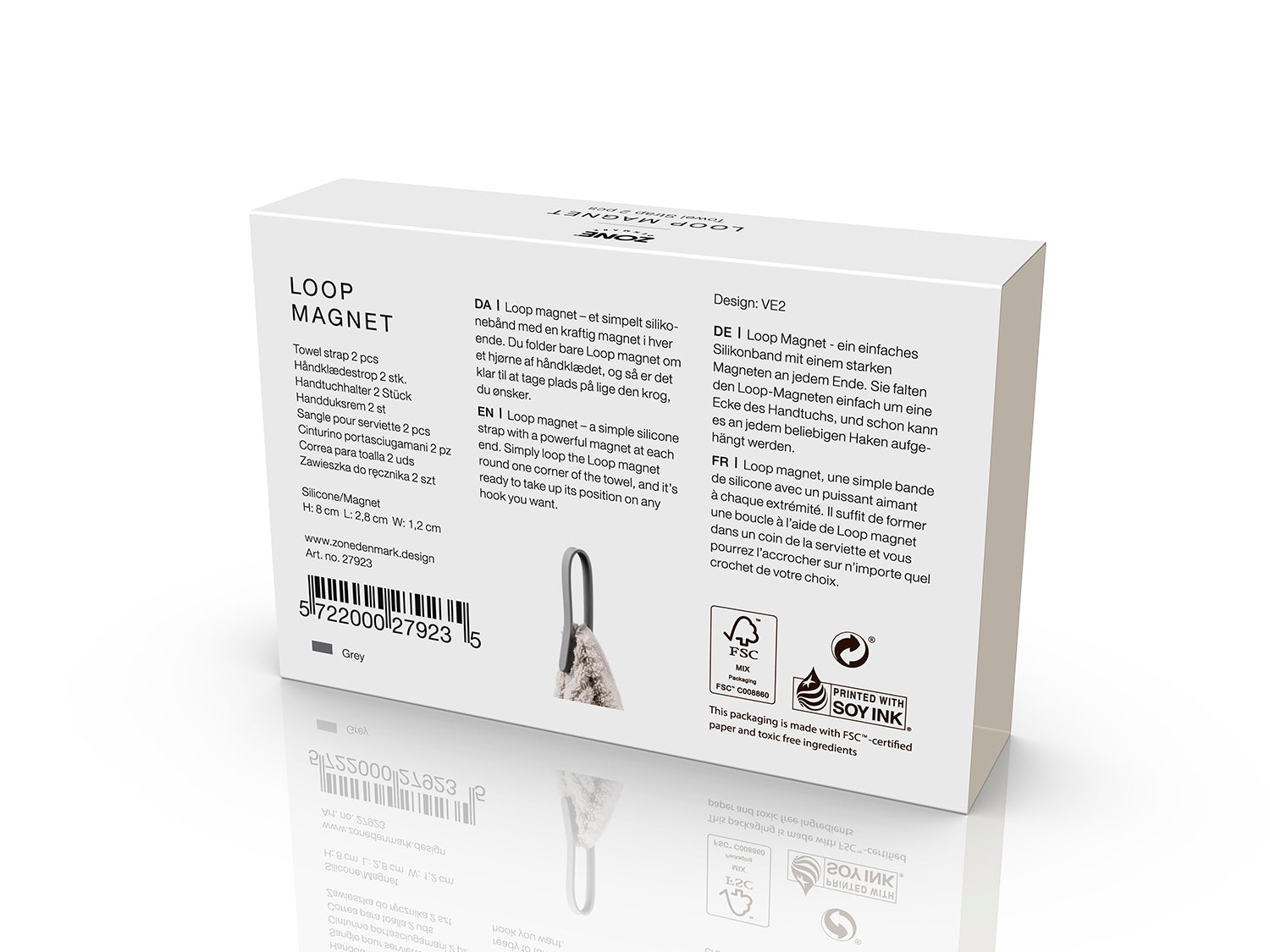 Set de 2 sangles magnétiques pour serviette LOOP MAGNET en silicone Gris Zone Denmark - Mathon - 4