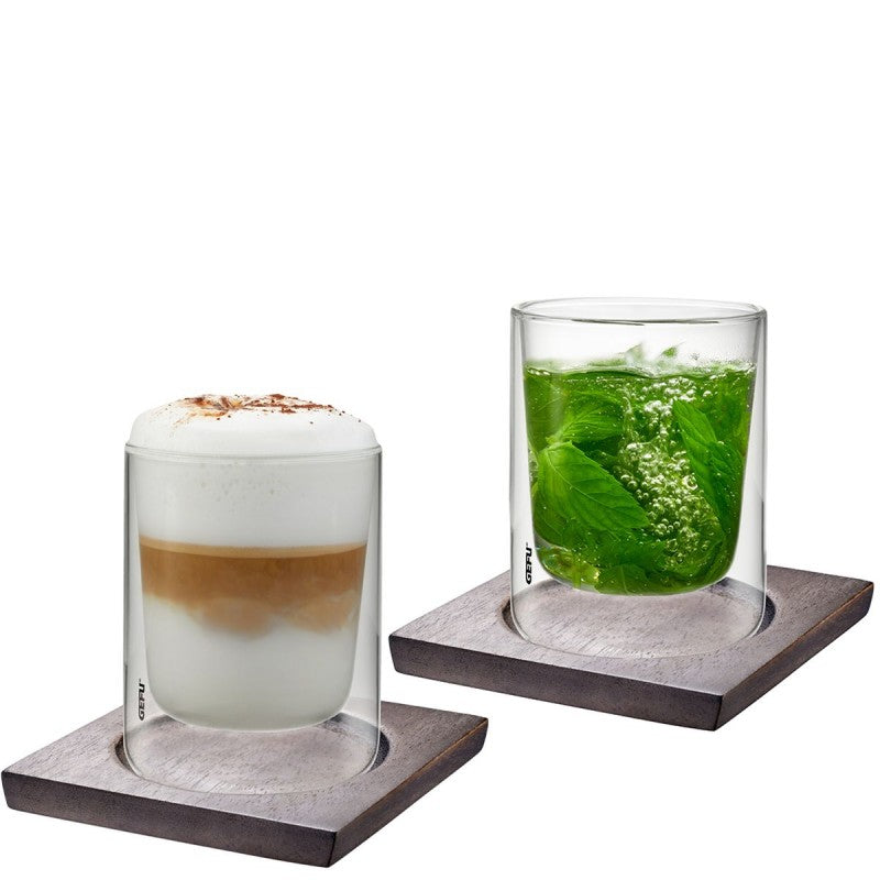 Set de 2 verres & sous-verre Thermo 235ml Gefu - Mathon - 1