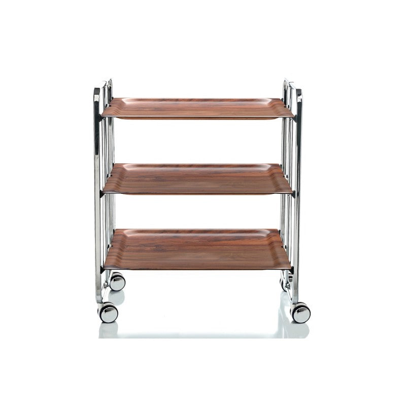 Desserte pliante 3 niveaux avec roulettes – structure chromée, bauhaus Don Hierro - Mathon - 1