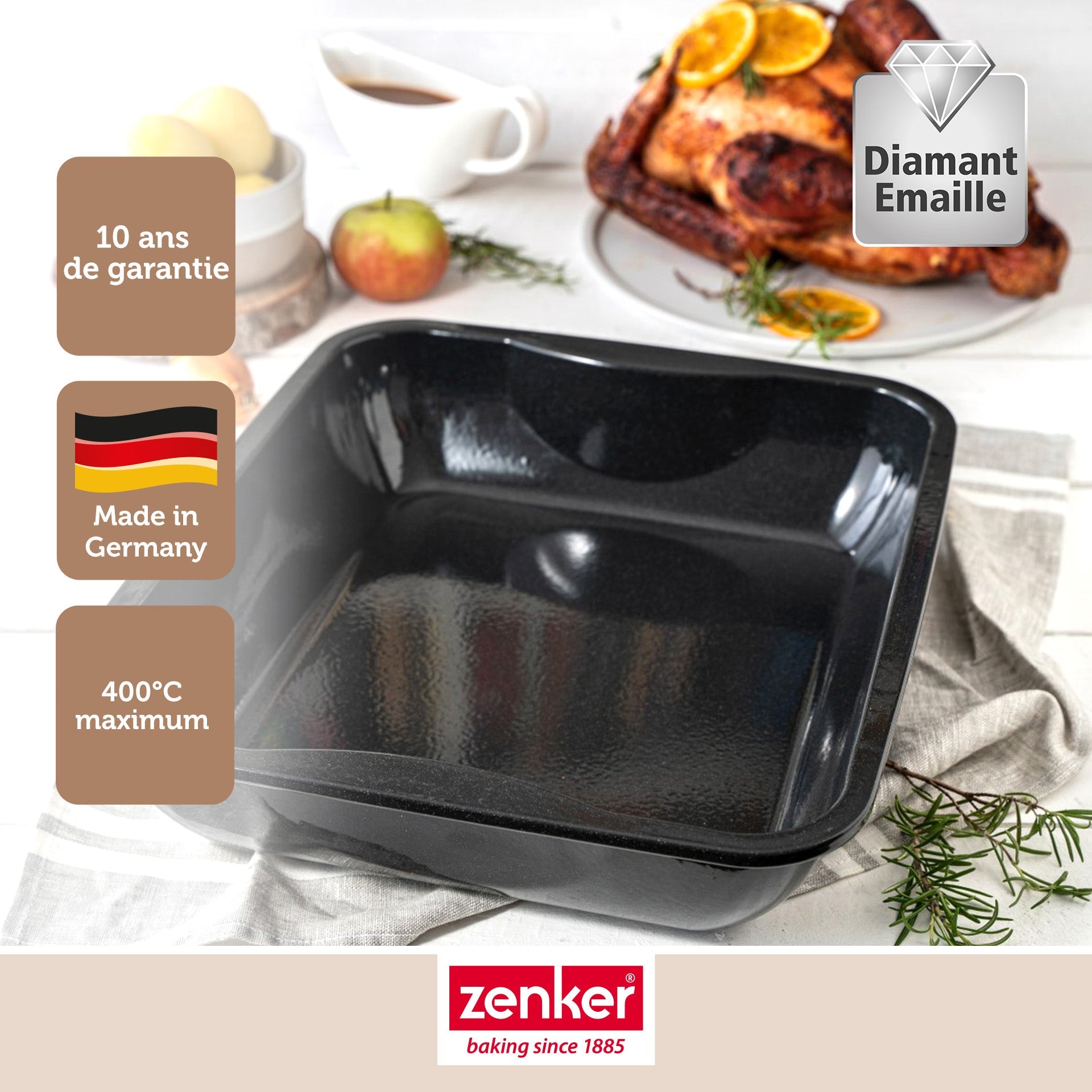 Plat à four XXL rectangle en acier émaillé 40 x 34 cm Zenker Spécial cooking Zenker - Mathon - 2