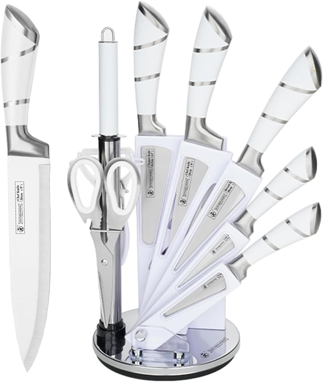 Set de 9 Couteaux de Chef Pointus Professionnels Blanc Vendos85 - Mathon