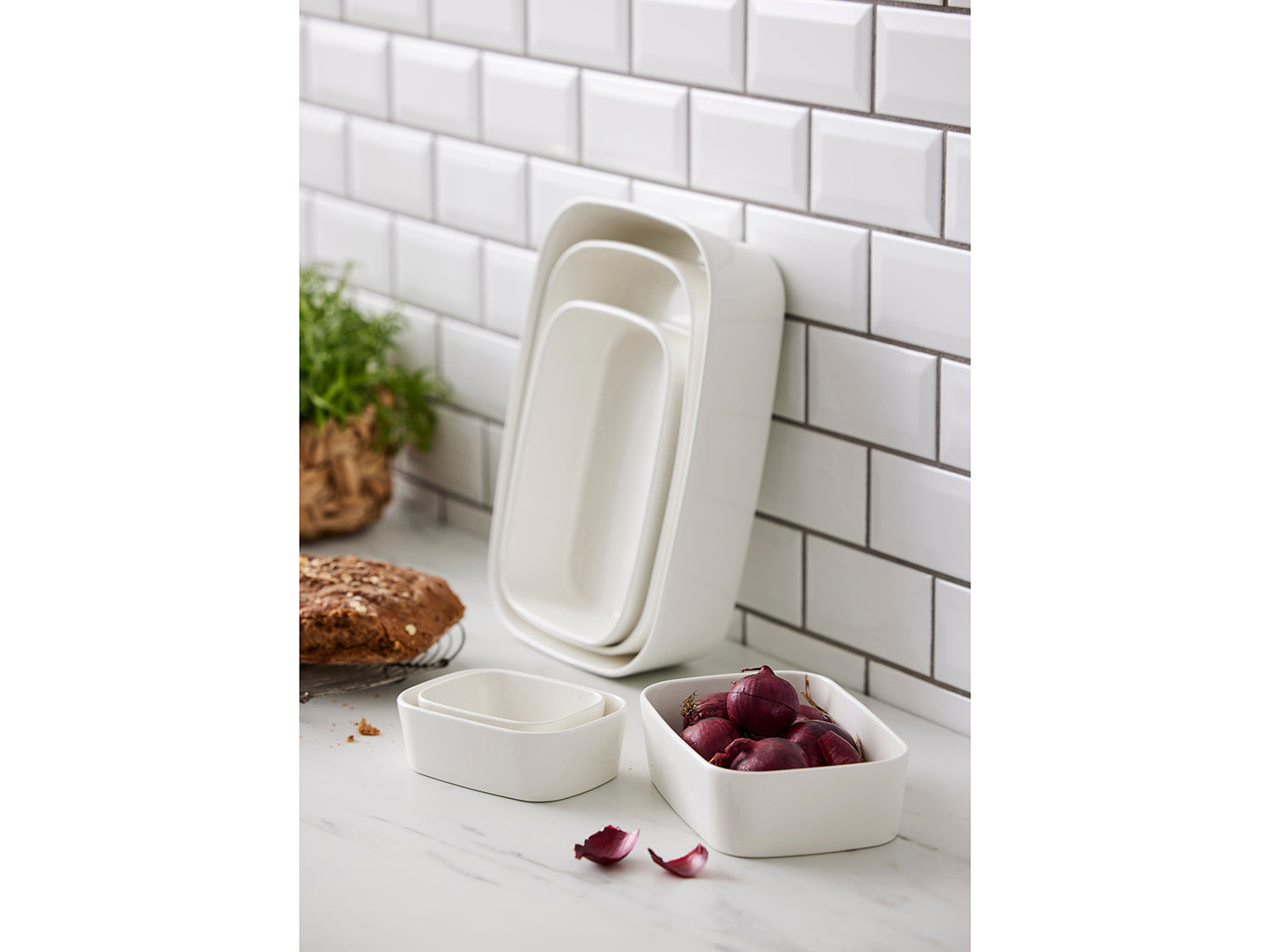 Plat à four MODULA en porcelaine Blanc Rosti - Mathon - 2