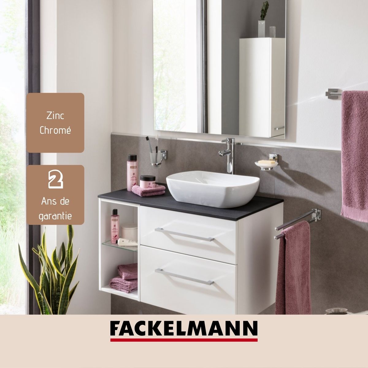 Porte brosse à dents mural gris chromé  Mare Fackelmann - Mathon - 4