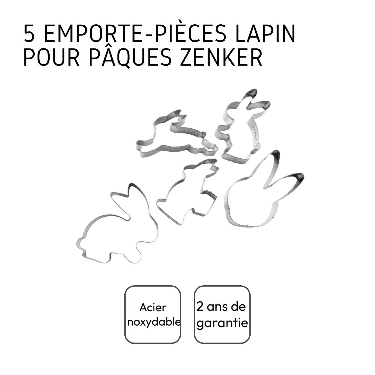 Set de 5 emporte-pièces  en forme de lapin de pâques Zenker Pâques Zenker - Mathon - 4