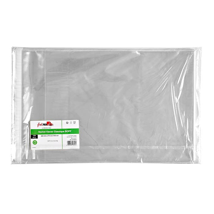 100Pcs - Sachet Klever refermable BOPP  360x270x80mm FirstPack - Mathon