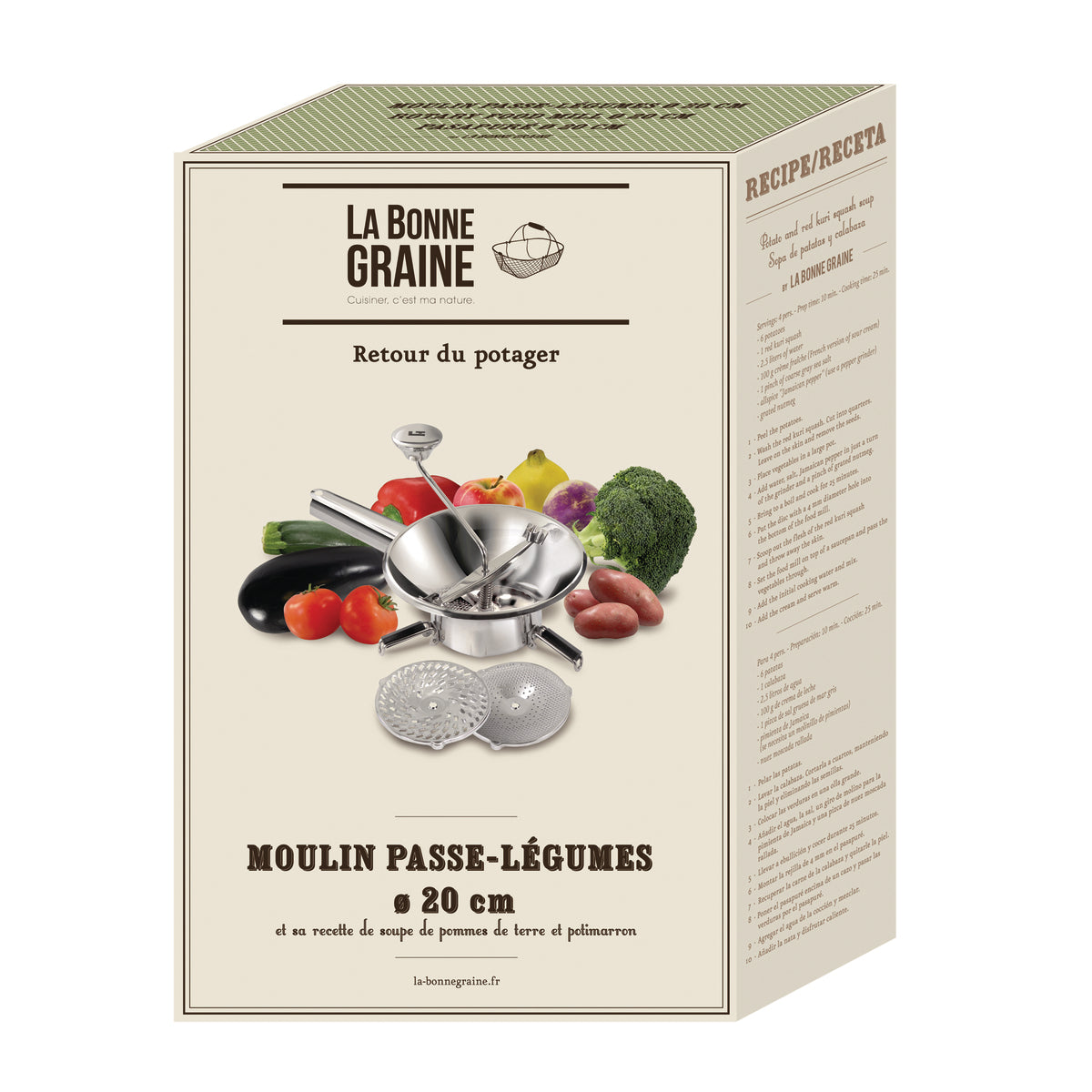Moulin passe-légumes Ø 22 cm inox - 3 grilles - Pack La Bonne Graine La Bonne Graine - Mathon - 2
