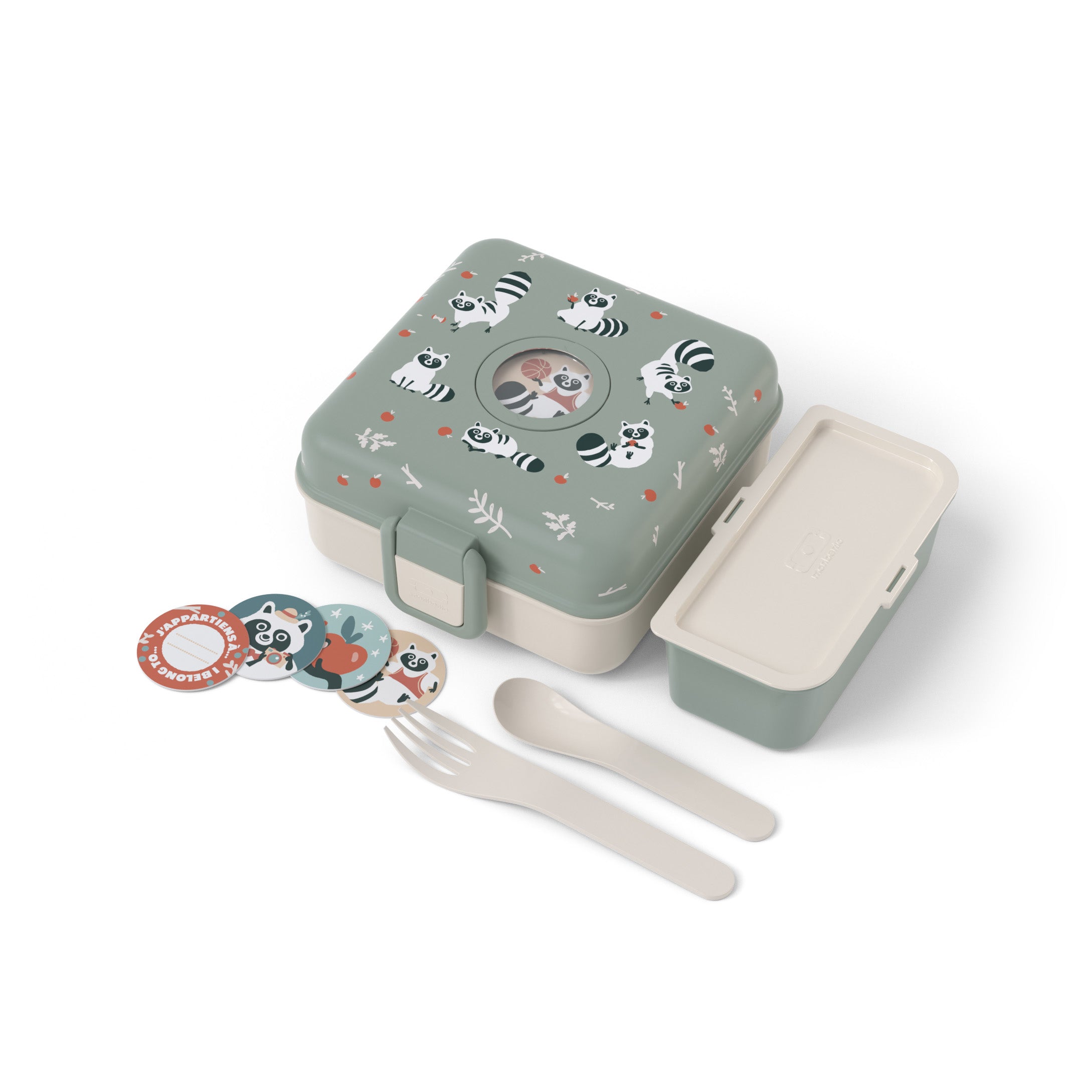 Boîte à sandwich enfant Snacky 850ml vert Raccoon Monbento - Mathon - 4