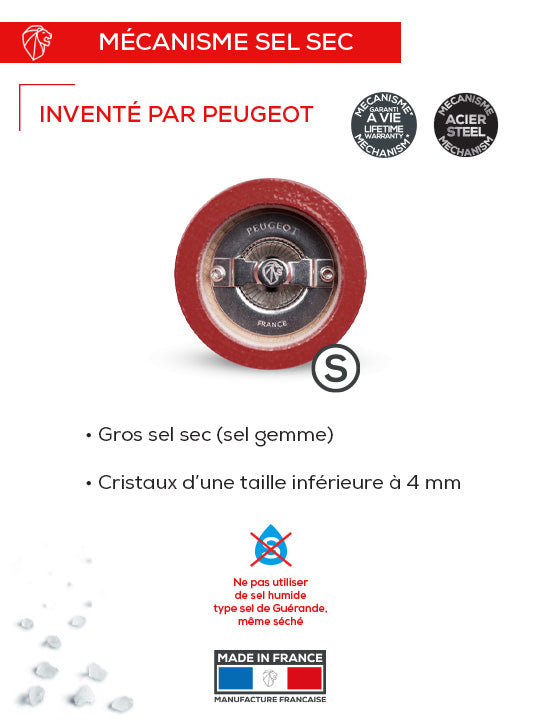 Bistro Trio France Trio 2 moulins Poivre et  1 moulin Sel, manuels en bois, bleu, blanc et rouge, 10 cm Peugeot - Mathon - 2