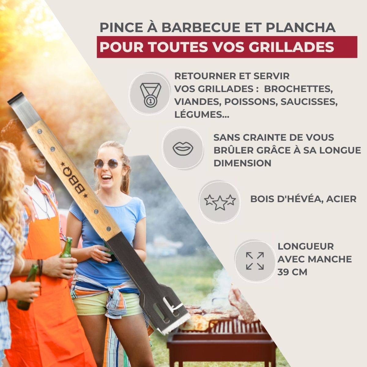 Ensemble de 2 Pinces à barbecue 39 cm  BBQ Edition Fackelmann - Mathon - 3