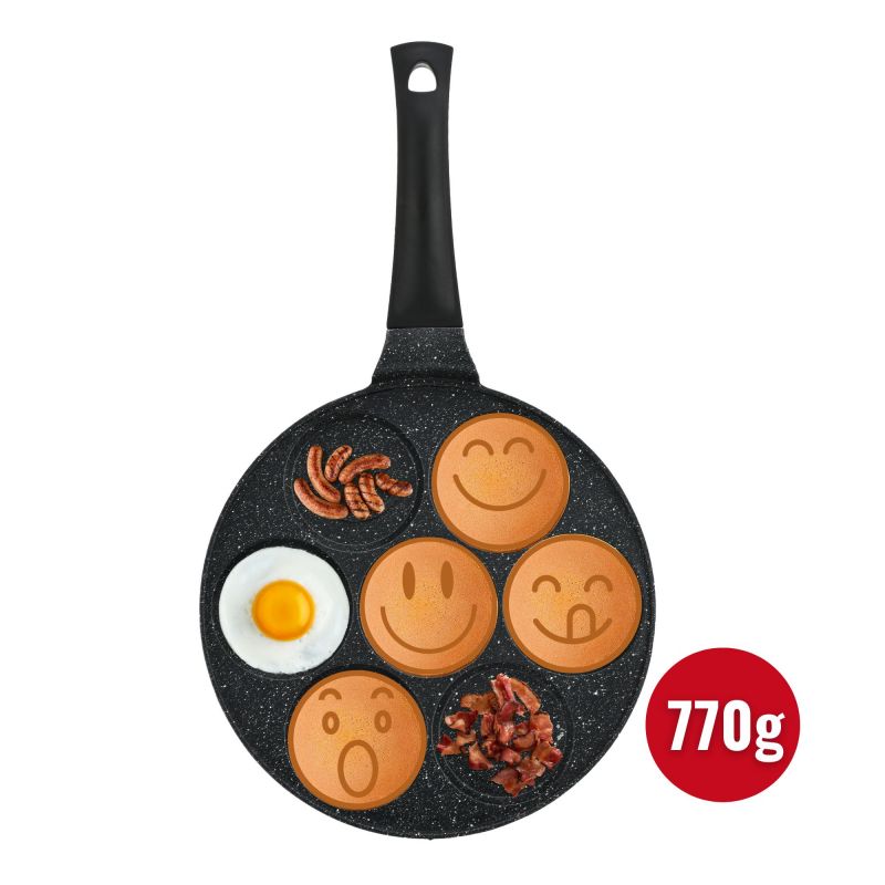 Poêle à crêpes et galettes avec 7 motifs smiley emoji 26cm Herzeberg HGCP267SML Herzberg - Mathon - 2