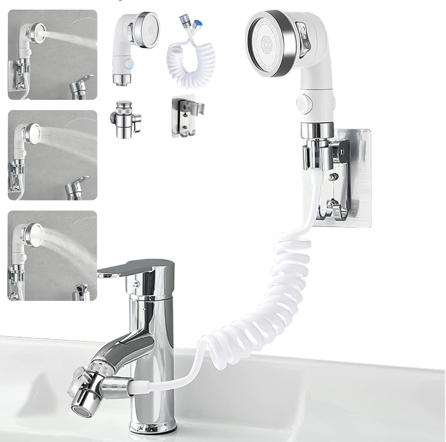 Pomme de douche 3 modes avec tuyau rétractable 1,5 m Vendos85 - Mathon