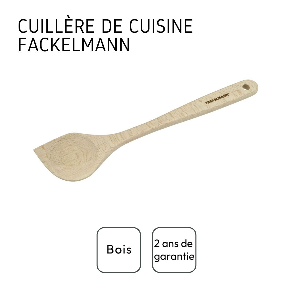 Ensemble de 2 Cuillères de cuisine biseautée en bois FSC Fackelmann - Mathon - 4