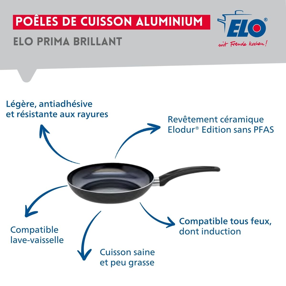 Ensemble de 1 Poêle de cuisson 24 cm et 3 faitouts 12, 14 et 16 cm  Prima Brillant Elo - Mathon - 4
