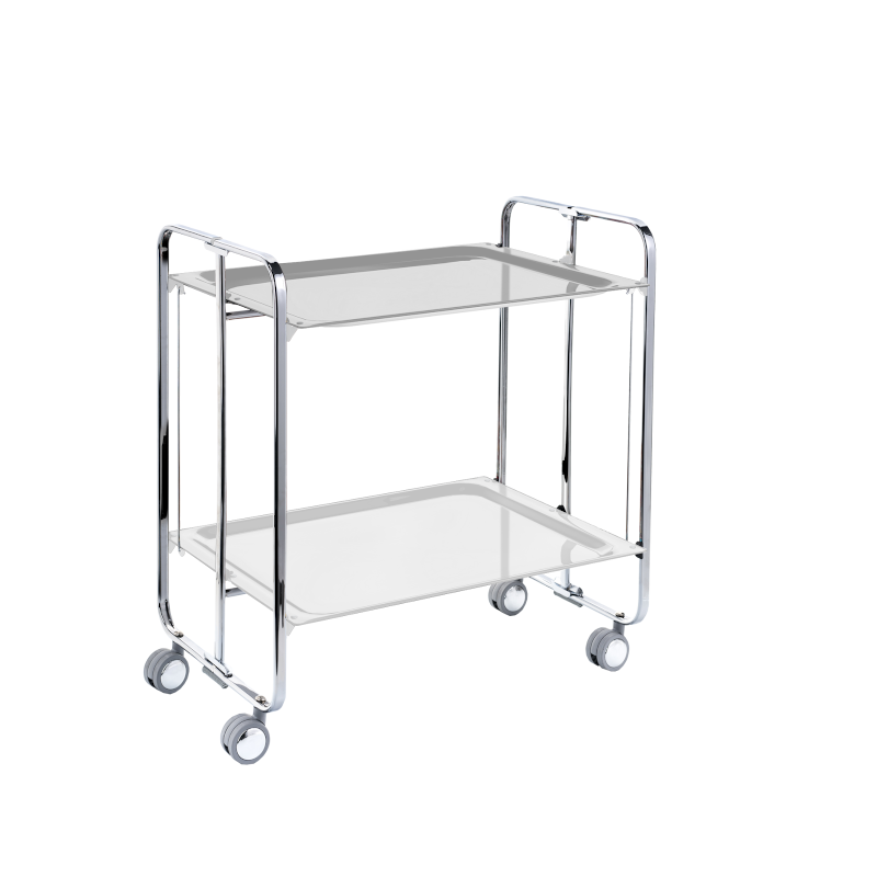 Desserte pliante 2 niveaux avec roulettes – structure chromée, bauhaus Don Hierro - Mathon - 1