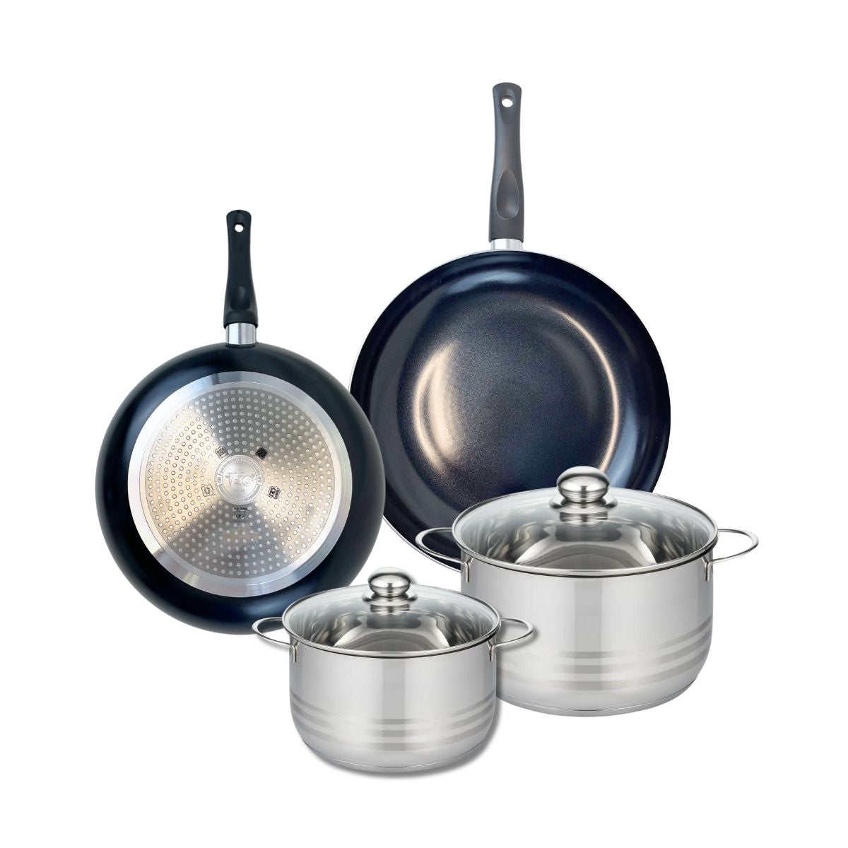 Ensemble de 2 Poêles de cuisson 28 et 32 cm et 2 faitouts 20 et 24 cm  Prima Brillant Elo - Mathon - 1