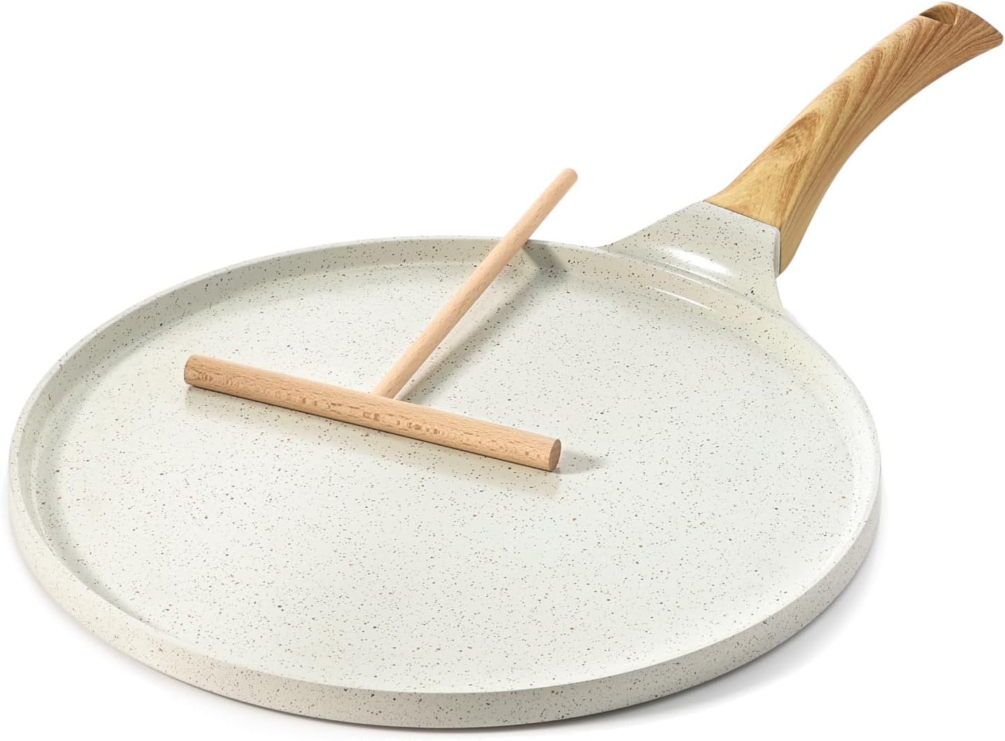 Poêle à crêpes 26 cm avec revêtement céramique naturelle blanc marron Vendos85 - Mathon