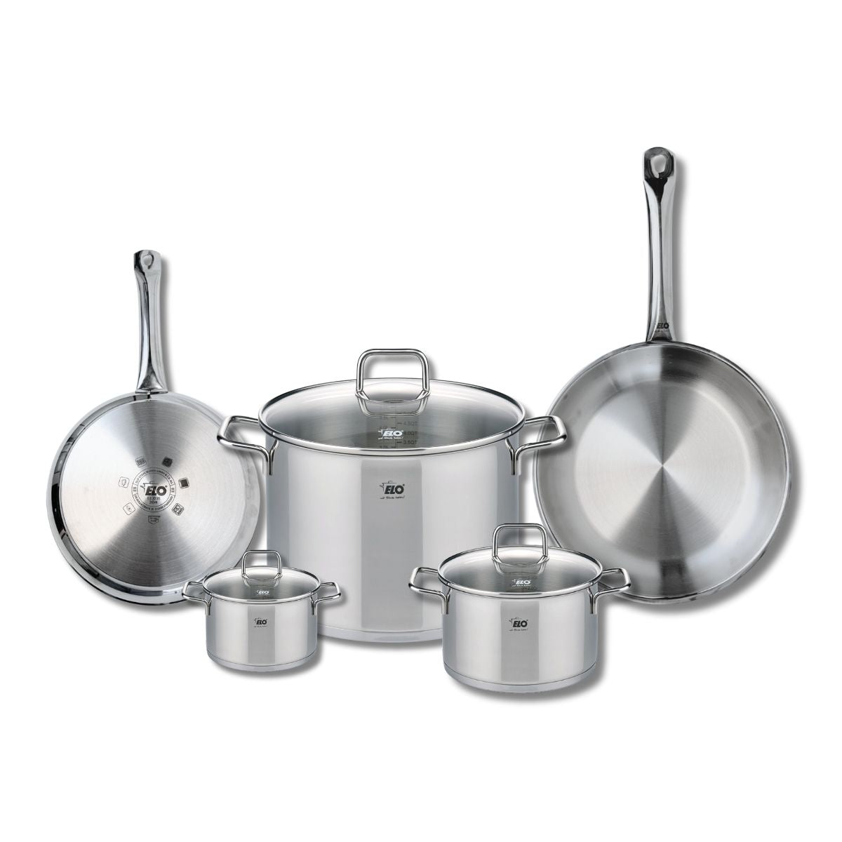Ensemble de 2 Poêles de cuisson 24 et 28 cm et 3 faitouts 12, 16 et 26 cm  Profi Citrin Elo - Mathon - 1