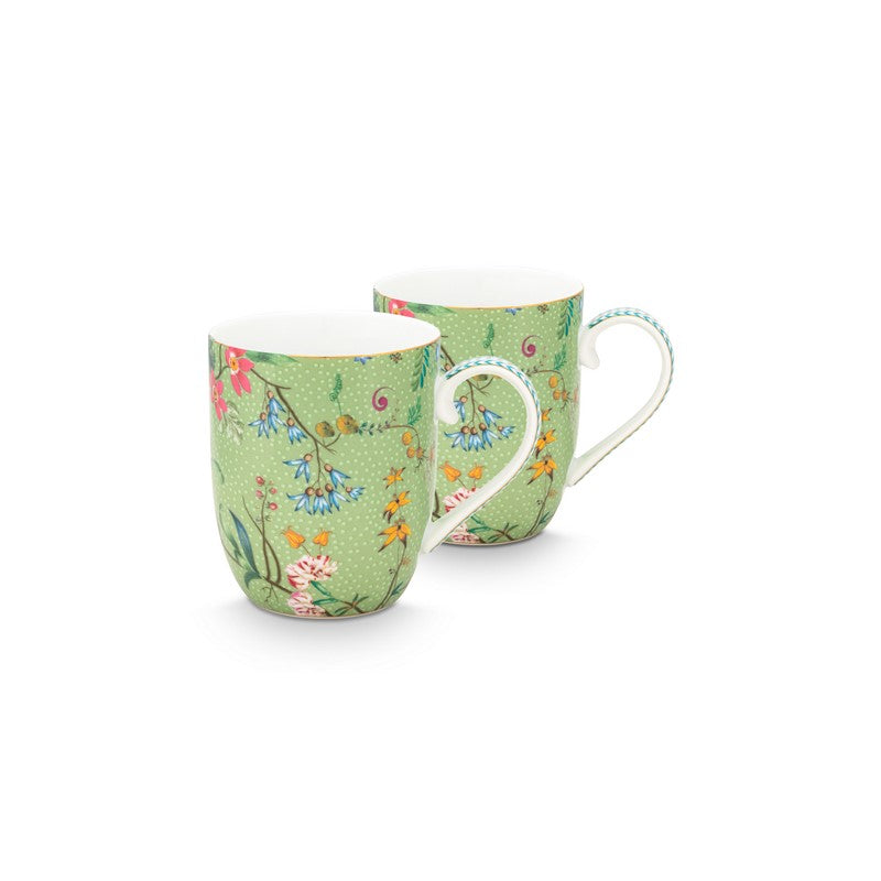 Coffret 2 petit mug Jolie fleur vert 145ml Pip Studio - Mathon