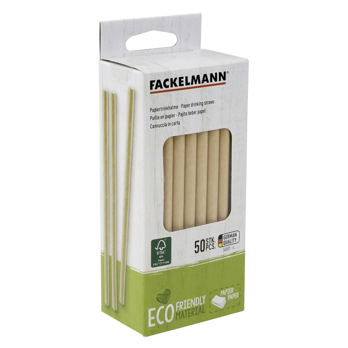 Boite de 50 pailles en papier rigide brun 15 cm  Nature Fackelmann - Mathon - 1