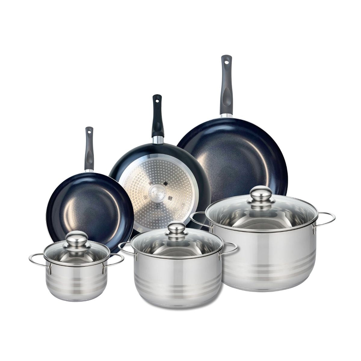 Ensemble de 3 Poêles de cuisson 20, 24 et 28 cm et 3 faitouts 14, 20 et 24 cm  Prima Brillant Elo - Mathon - 1