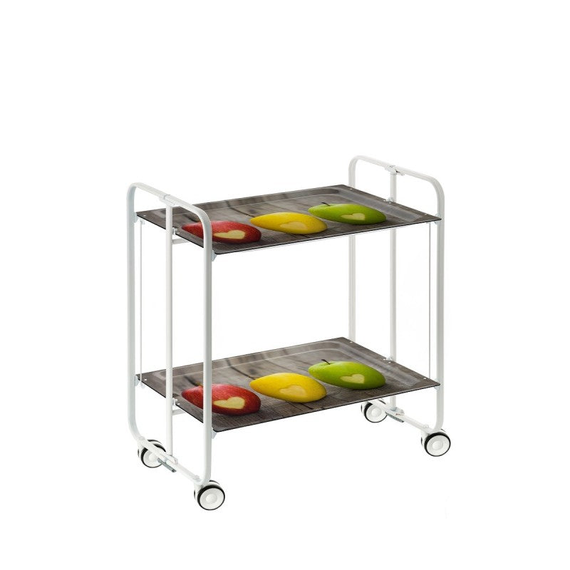 Desserte pliante 2 niveaux avec roulettes – structure blanche, bauhaus Don Hierro - Mathon - 1