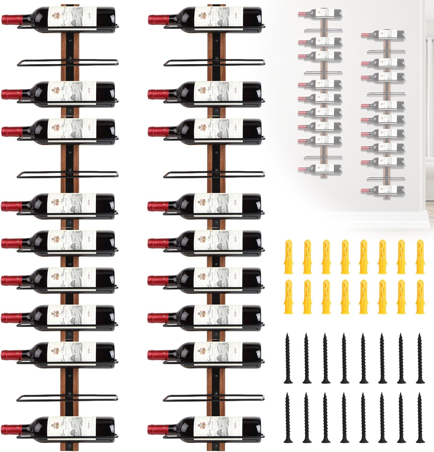 Porte-bouteilles mural bois et métal – 24 bouteilles Vendos85 - Mathon